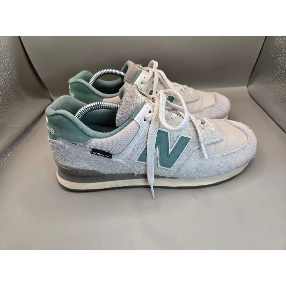 New Balance 574 Cordura Pack Shoes Mens 9.5 D Calcium New Spruce Suede Sneakers